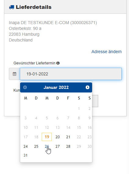 Screenshot Auswahl Liefertermin Webshop Inapa Deutschland